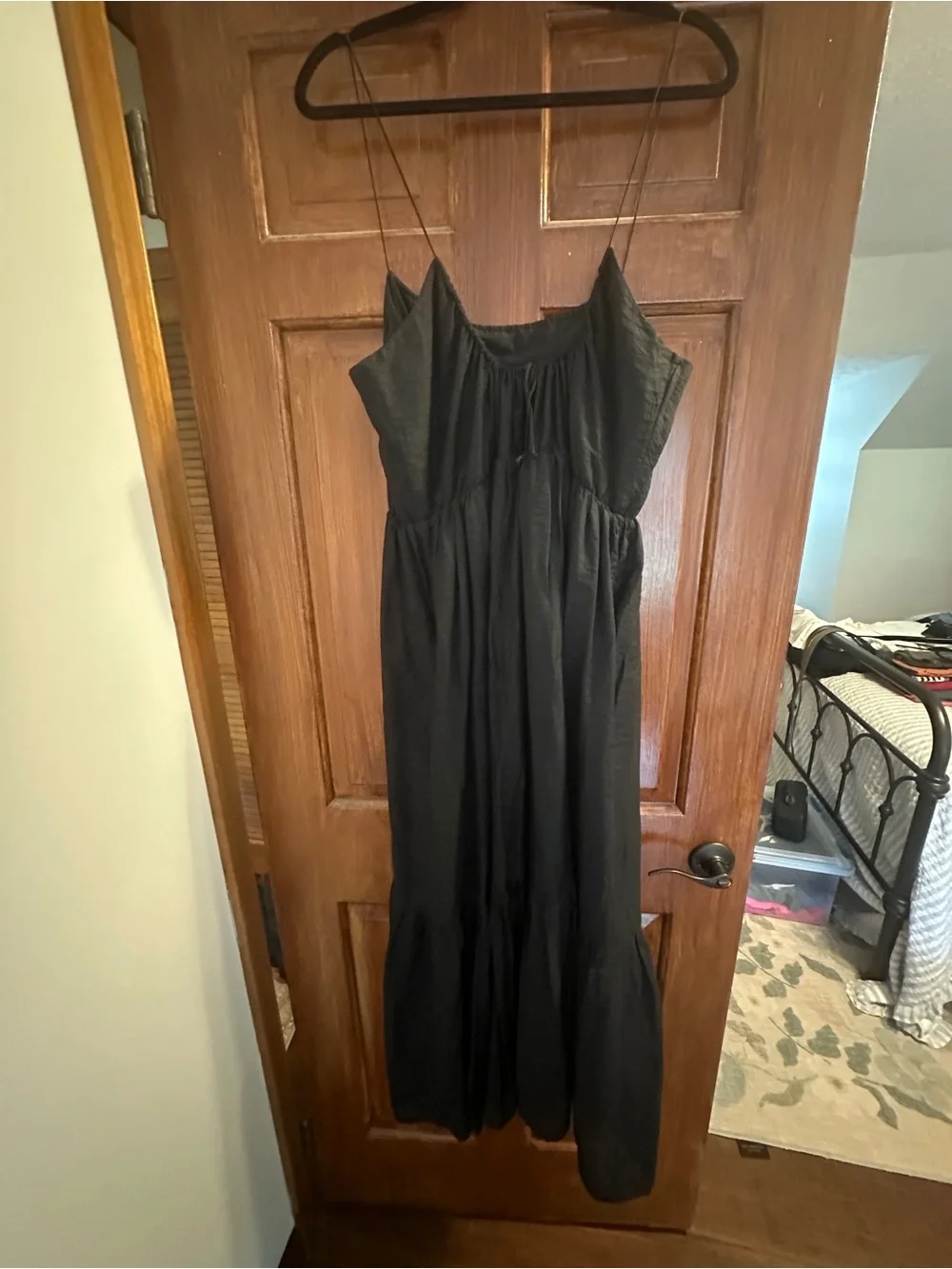 Abercrombie & Fitch Black Spaghetti Strap Tiered Maxi